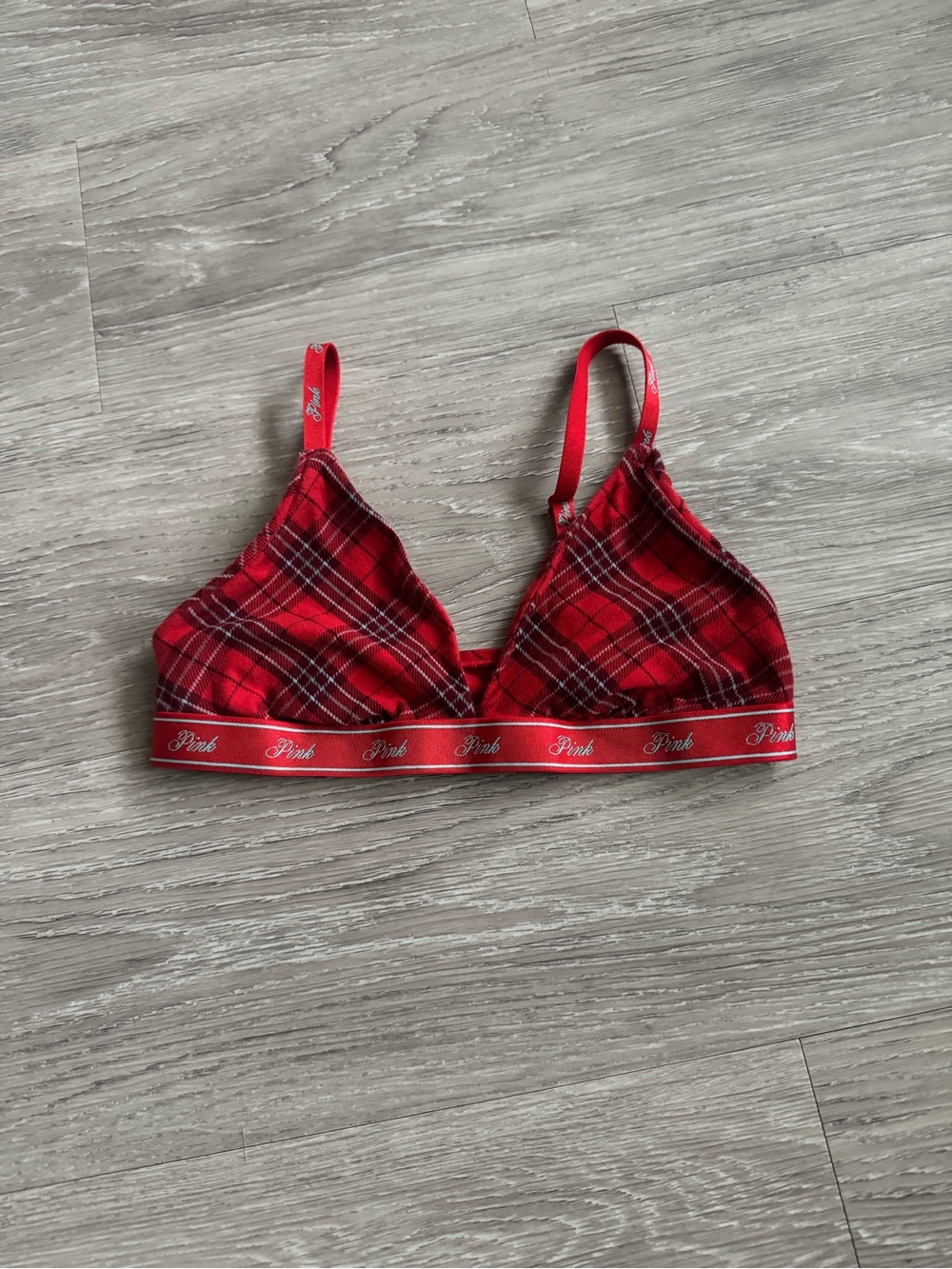 PINK Victoria's Secret Red Plaid Wireless Bralette
